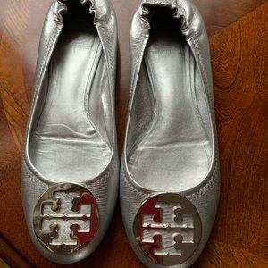 Tory Burch Silver Ballet Flats